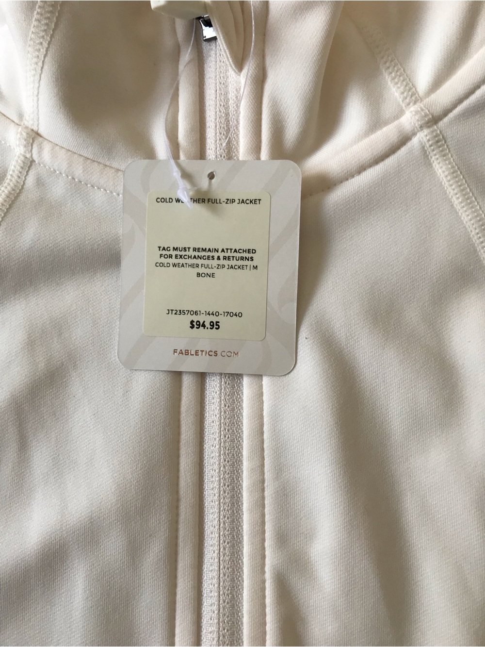 Fabletics Cream Full-Zip Performance Jacket - Picture 2 of 3